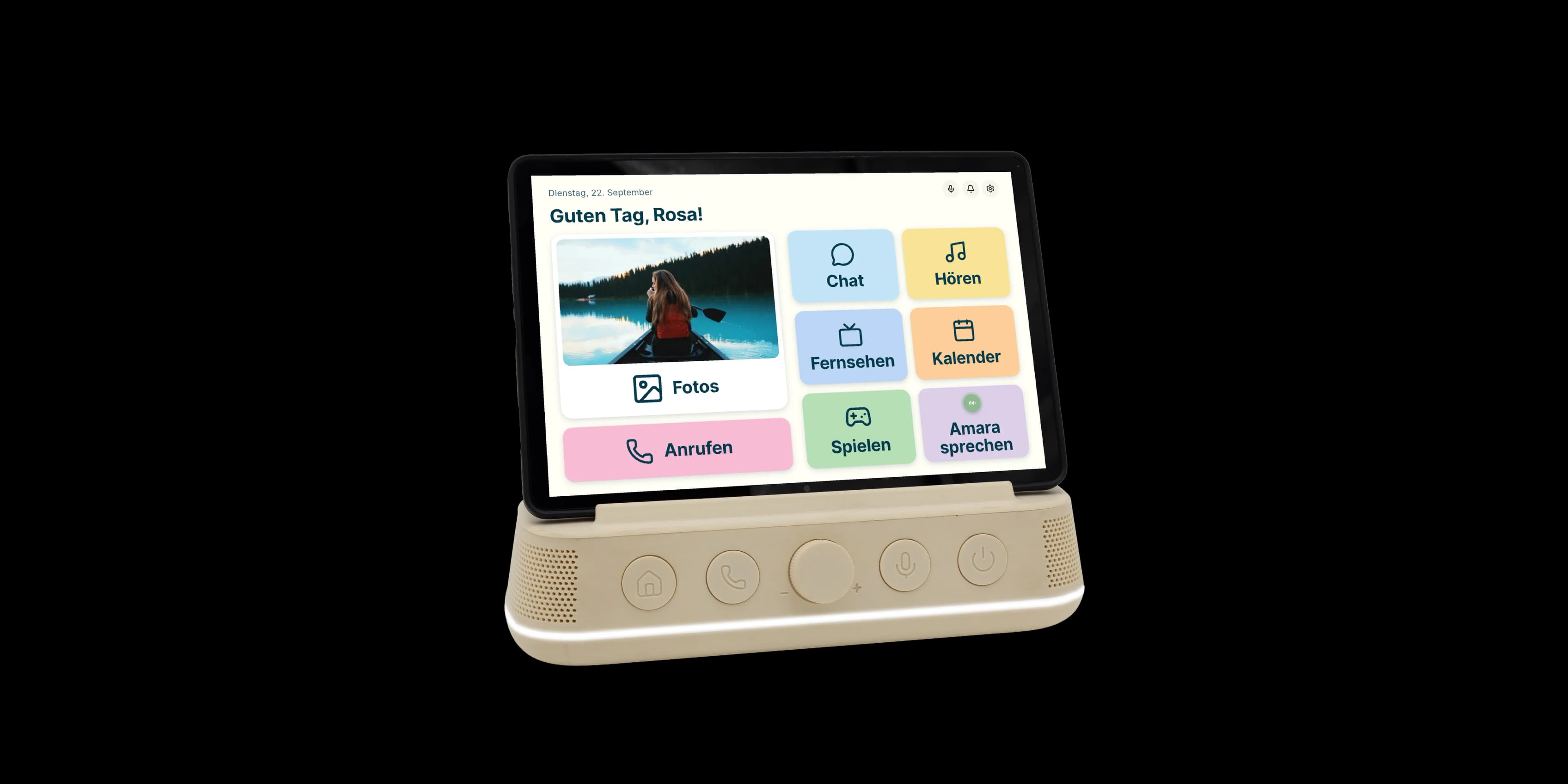 Amara Home with family photos and ways to stay in touch
